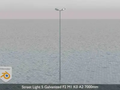 Street Light 5 Galvanized F2 M1 K0 A2 7000mm  Low-poly 3D model