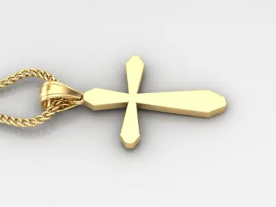 Light Gold 18K Cross Pendant 1CP046 3D print model