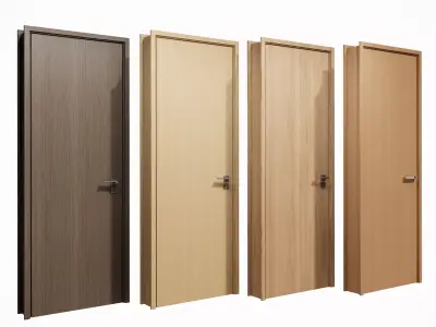 door Modern Wooden Interior Door with Furniture architectural 3D model