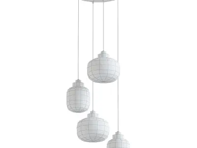 Legier pendant light with four glass globes hanging from ceiling 3D model