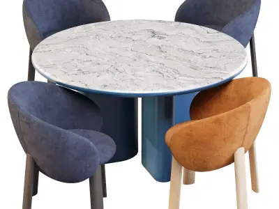 MiniForms BonBon Table and Nebula Chairs - Dining Set 02 3D model