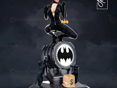 CATWOMAN on barrel 3D print model