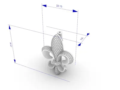 Diamond Fleur-de-Lis Brooch JDBCo 3D print model