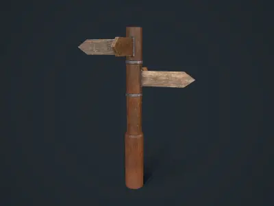 Wooden Sign Low-poly 3D model