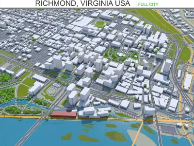 Richmond Virginia USA 40km Low-poly 3D model