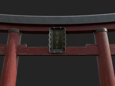 Japanese Torii Gate Low-poly 3D model