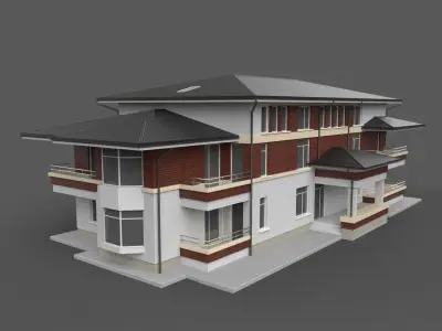 Apartment Building Game Ready Low-poly 3D model