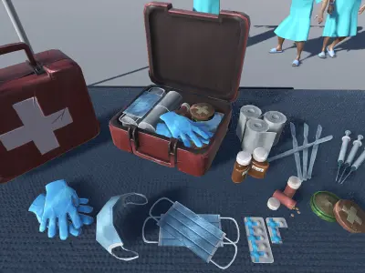 Animated Patient Character with Hospital Props  Low-poly 3D model