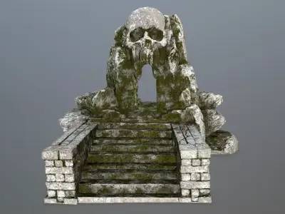 skull cave Low-poly 3D model