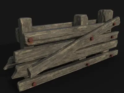 wooden baricade Low-poly 3D model