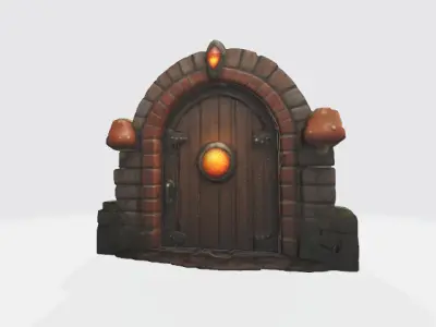 mushroom vintage door  Low-poly 3D model