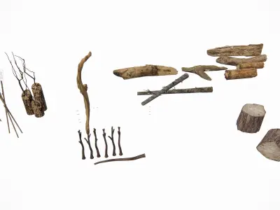 Natural Wooden Component Material Collection 3D model