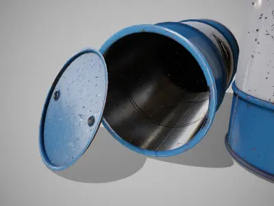 Barrels blue new Low-poly 3D model