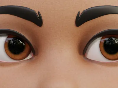 Amber Disney-Style Cartoon Eyes Low-poly 3D model
