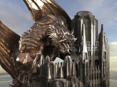Dragon Monolith statue City Kit bash  3D model