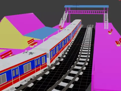 railway station Low-poly 3D model