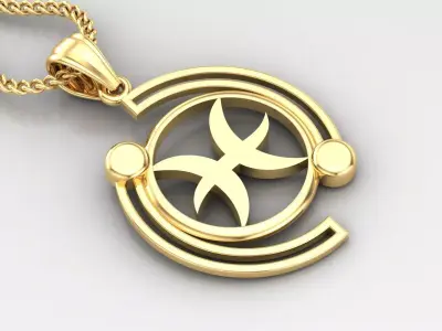 Galaxy Pisces Light Gold Pendant Version 8 3D print model