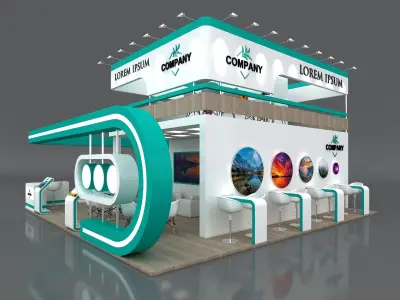 Exhibition Stand Booth Stall 9x9m Height 500 cm 4 Side Open 3D model