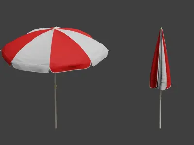 Beach Umbrella Game-Ready Low-poly 3D model