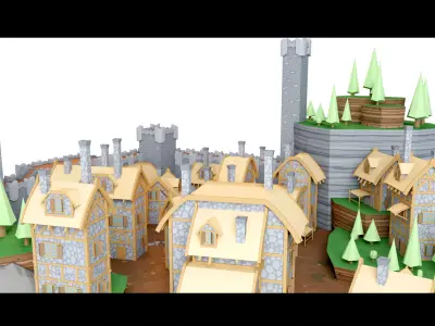 Cartoon Medieval Castle- 3d Model 3D model