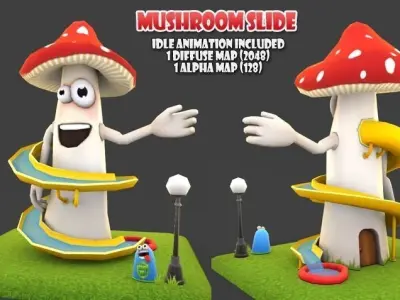 Cartoon Amusement Park Low-poly 3D model