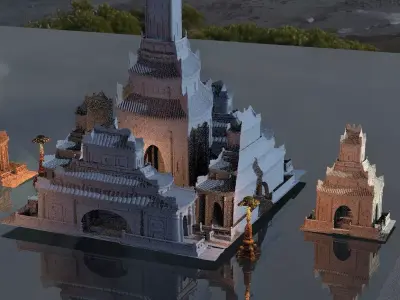 Japanese temple haunted Collection 3D model