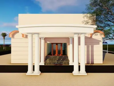 Community building with columns and pillars 3D model