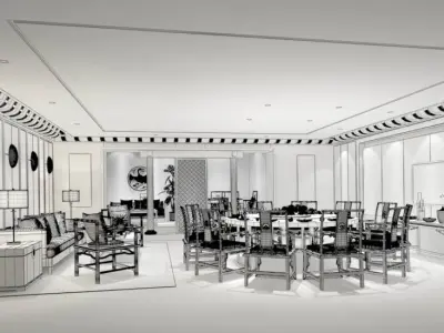 Business Restaurant - Coffee - Banquet  44 3D model