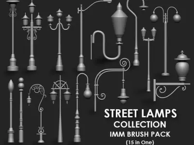Street Lamps Collection IMM Brush Pack 15 in One 3D model