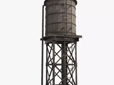 Vintage Water Tower v2 Low-poly 3D model