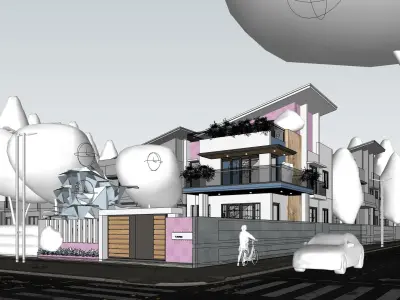 House - Full texture - lighting - proxy in Sketchup and Vray 6  3D model