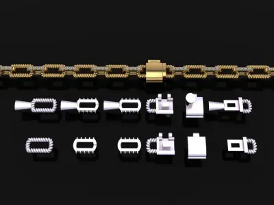 DAINTY HERMES STYLE DIAMOND TWIST ROPE LINK BRACELET NECKLACE 3D print model