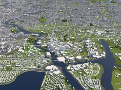 Tampa 50x50km 3D City Map 3D model