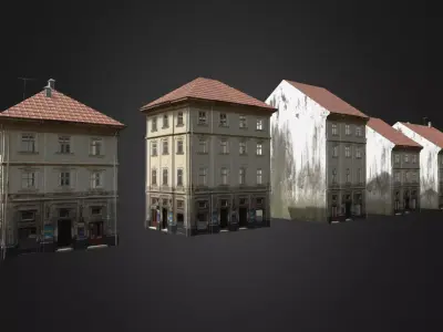 Realistic architecture houses of different specifications Low-poly 3D model