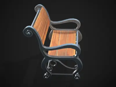 stylized bench Low-poly 3D model