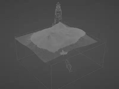 Isometric Island and Lighthouse Low-poly 3D model