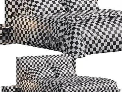 White Wingback King Bed 3D model