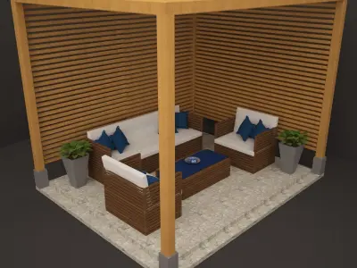 gazebo wooden pergola 3D model