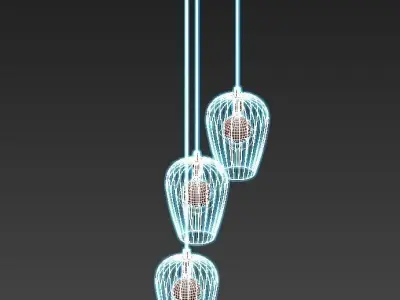 newtown three light cage pendant 3D model