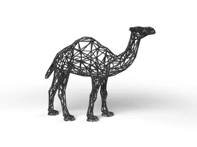 Dromedary Wireframe Low-poly 3D model