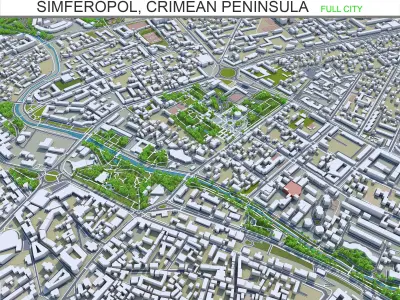Simferopol Crimean Peninsula 40km Low-poly 3D model