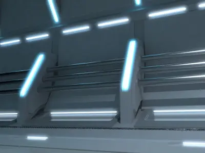 Neon scifi spaceship studio scene background 3D model