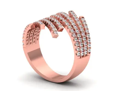 Solitaire Wedding Engagement Women Rings By Pass Band 3D print model