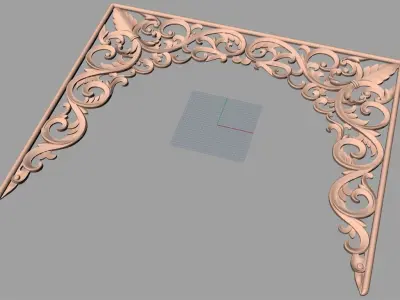 Bed door flower 3D relief STL model for CNC engraving E528 3D model