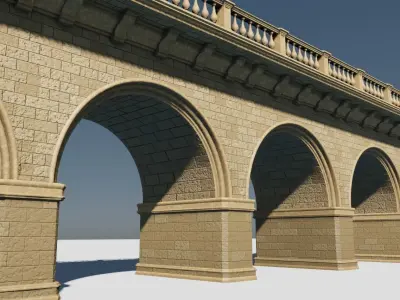 arched brick medieval bridge Low-poly 3D model