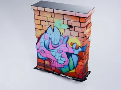 Low Poly Brick Wall - Stylized Urban 3D Model 3D model