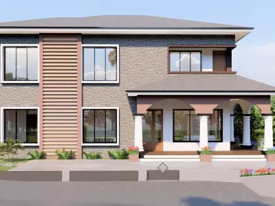 DUPLEX 3 two story house in nigeria 3D model