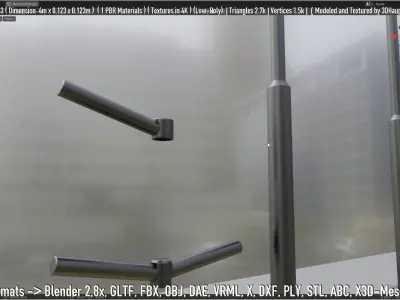 Low-poly street light pole 3 Low-poly 3D model