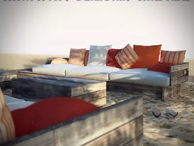 Rustic Wood Beach Furniture 3D model