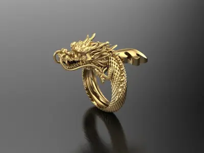 Dragon Ring Jewelry Light Gold 3D model